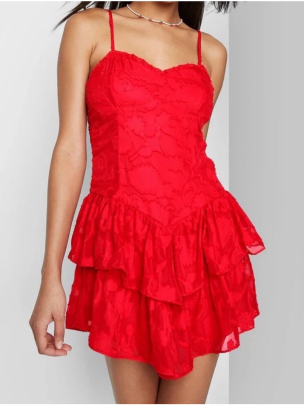 Red Fit and Flare Dress Spaghetti Strap Mini Womens  Medium